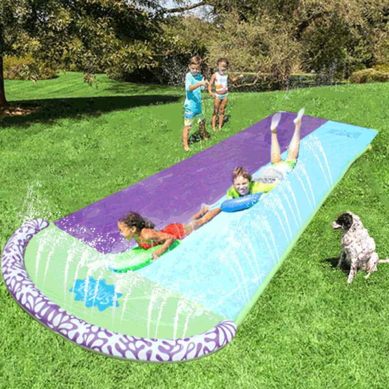 4.8m Children Giant Surf 'N Double Water Slide Lawn Water Slides Summer Pool Kids Games Fun Toys Backyard Outdoor Wave Rider: Default Title