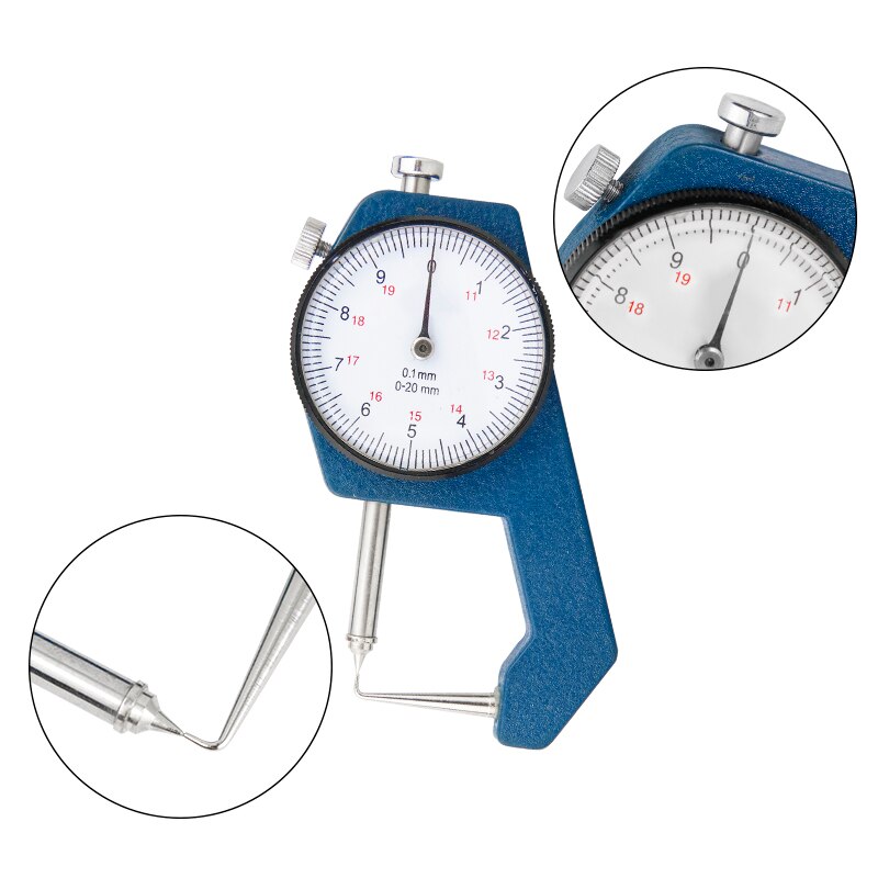 Curved Tip Dial Thickness Gauge 0-20mm 0.1mm For Hollow Pipe Or Circular Tube Caliper Measuring Tools Thickness Meter Tester