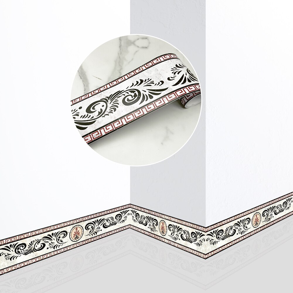 Pegatina de pared de esquina de rodapié de 240cm de longitud para baño y oficina, línea de cintura de vidrio, decoración del hogar, papel tapiz artístico de guía de onda de piso impermeable: YX001