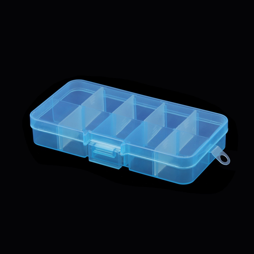 10 Slots Adjustable Clear Plastic Rectangle Storage Box Case Holder Craft Organizer Beads Jewelry Container For Jewelry Storage: GRAY
