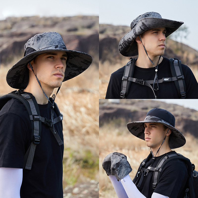Outdoor Summer Fishing Hats Men Anti-UV Sunshade Breathable Hiking Beach Bucket Hat Male Fisherman Waterproof Quick Dry Cap