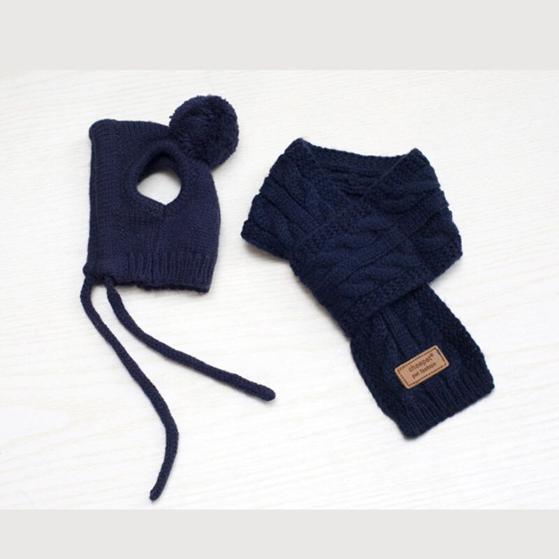 Mini chapeau d&#39;hiver tricoté pour animaux | Ensemble écharpe pour chiens, produits pour animaux de compagnie, Cosplay amusant, bonnet pour chien Chihuahua, accessoires pour chiots: Bleu / S