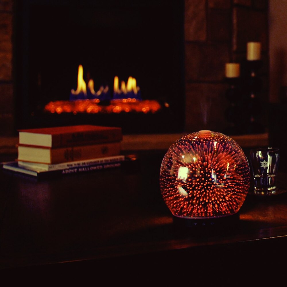 3D Glass Oil Diffuser 200ml Premium Ultrasonic Aromatherapy Oils Humidifier With Amazing LED Lights