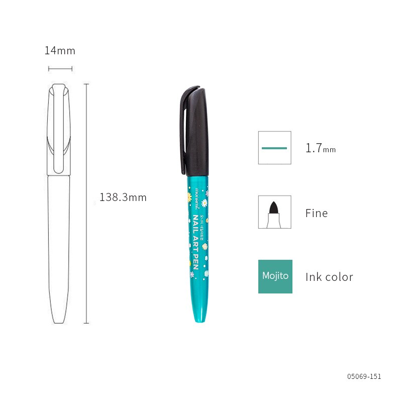 8 farger neglelakk tusjpen monami 1.7mm finne ikke-fast hjem diy markeringsmaling dekorasjon koreansk papirvarer jente  a6472: 7 mojito