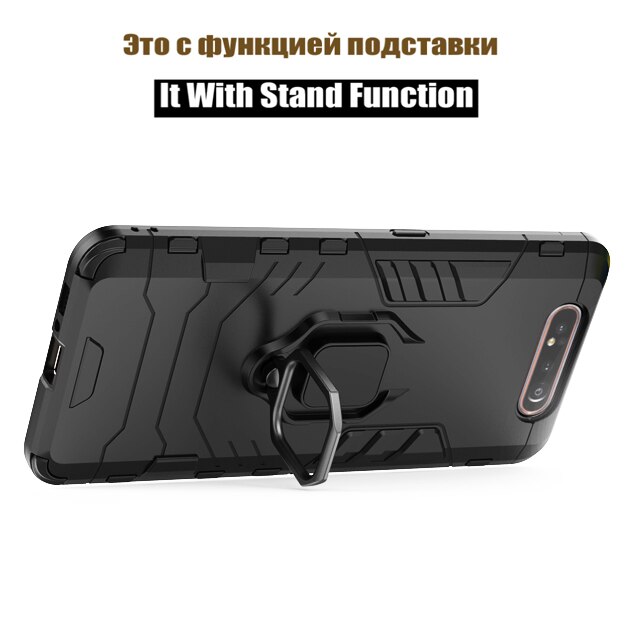 Capa protetora de luxo para samsung galaxy, com suporte e anel de magnetismo, à prova de choque, para samsung a80