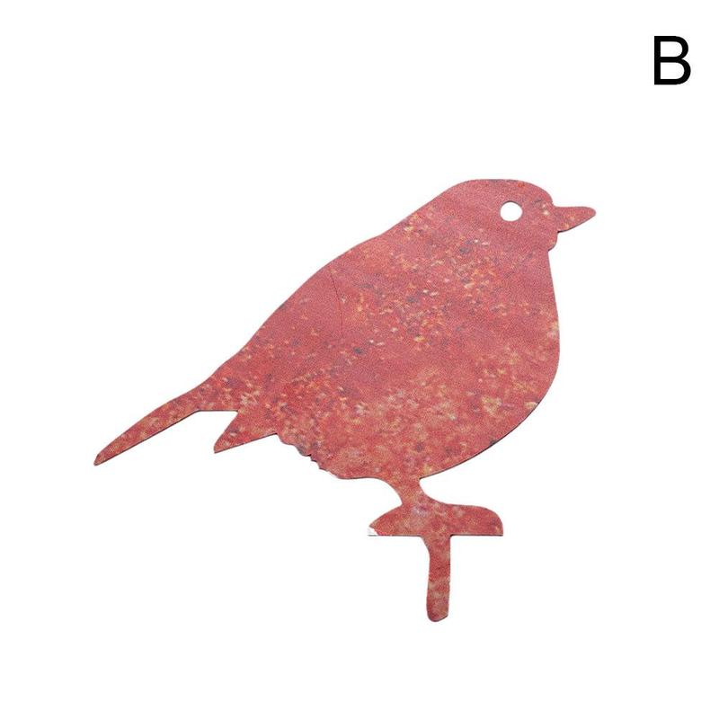 Rusty Metal Bird Garden Decoration Outdoor Fence Decor Sparrow Metal Birds Outdoors Garden Decoration Ornament Statues: B brown