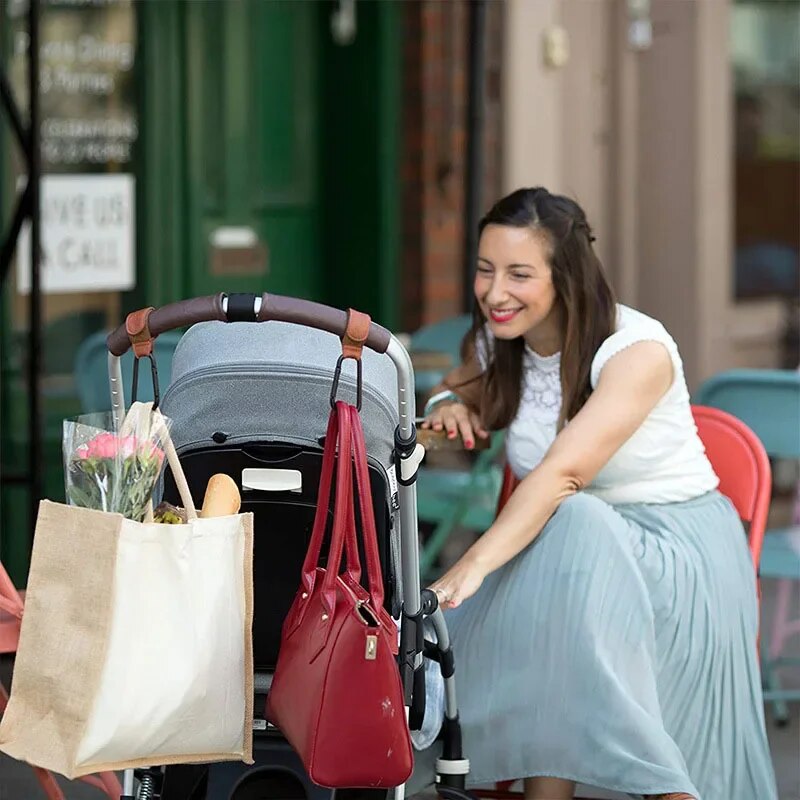 Kinderwagen Haken Baby Windel Tasche Haken Kinderwagen Organisieren PU Leder Einstellbare Kinderwagen Multi-funktion Haken Starke Lager