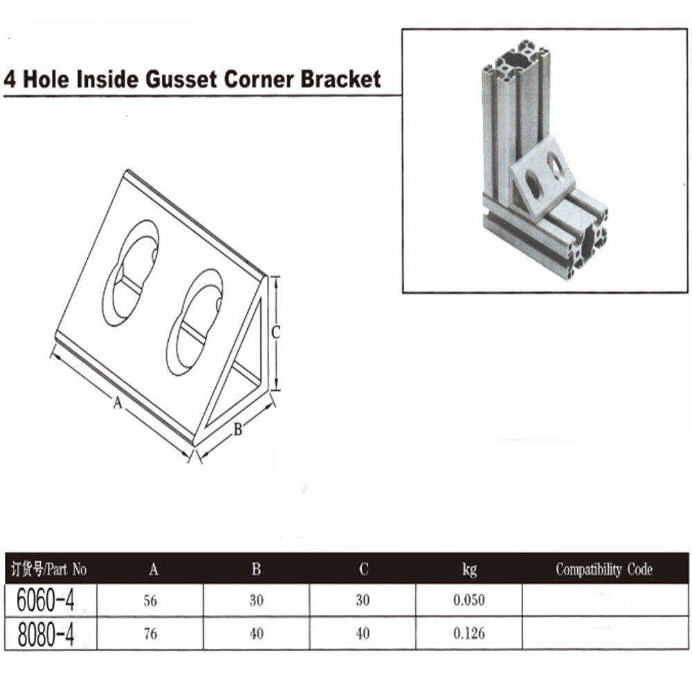 1 piece Triangular type 4/8 hole 4040/4545/6060/8080/9090 connector Corner Angle Bracket Connection Joint for Aluminum Profile
