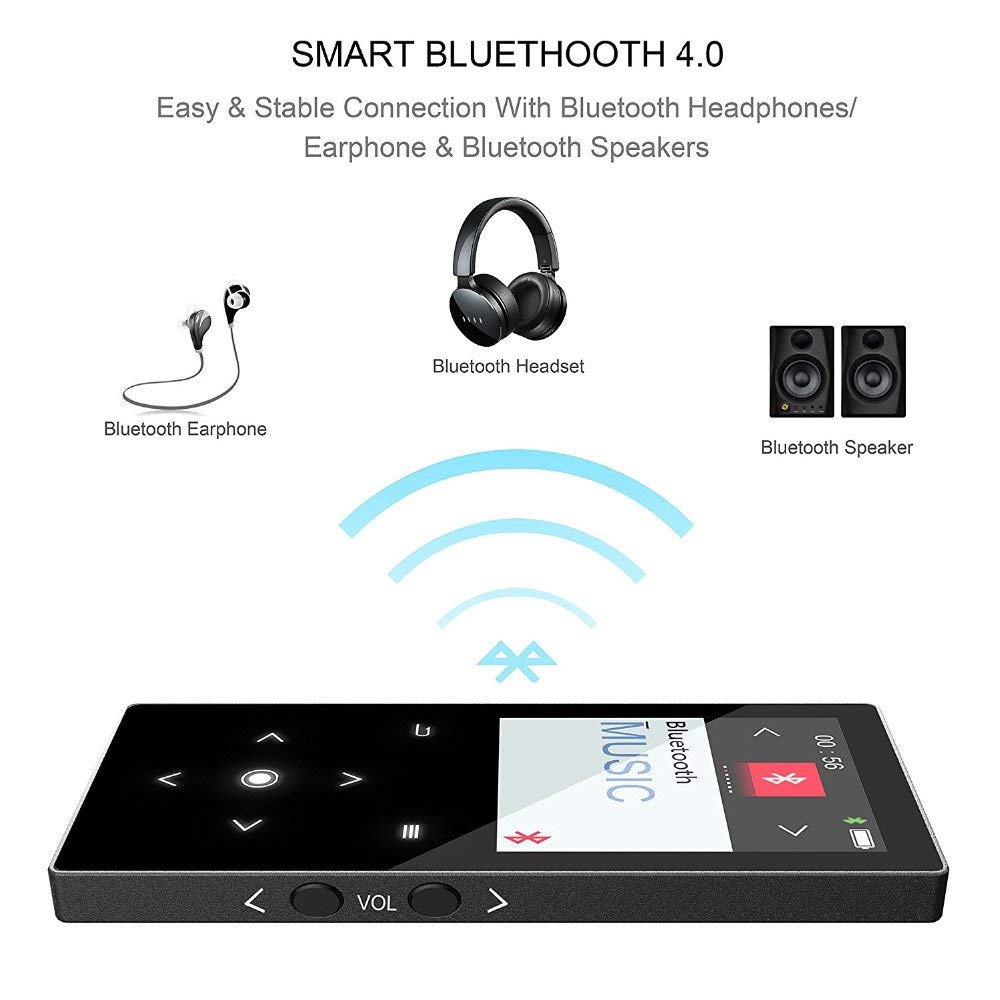 mp4 player with bluetooth 16gb touch button built-in speaker hifi lossless music player 1.8 inch TFT screen with fm, recorder
