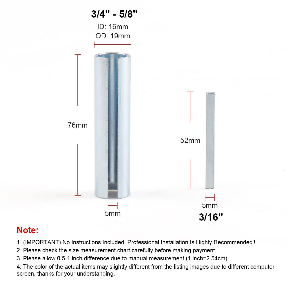 Shaft Adapter Pulley Bore Reducer Sleeve Bushing Sheave & Key 5/8" x 3/4" x 3"