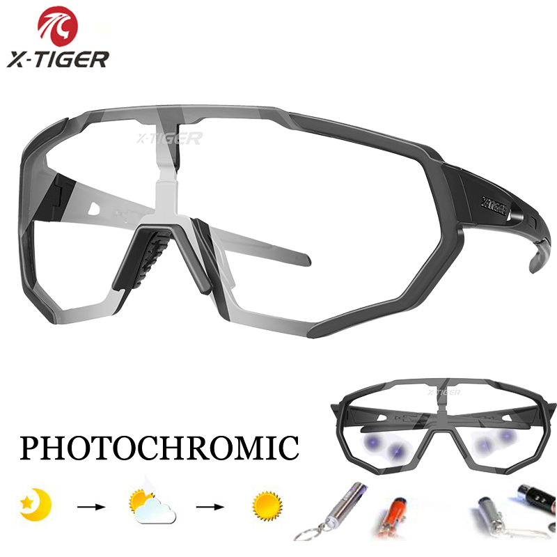 X-TIGER Photochromic Cycling Eyewear Myopia Frame UV400 Men Road Bike Glasses Summer MTB Bicycle Polarized Cycling Sunglasses