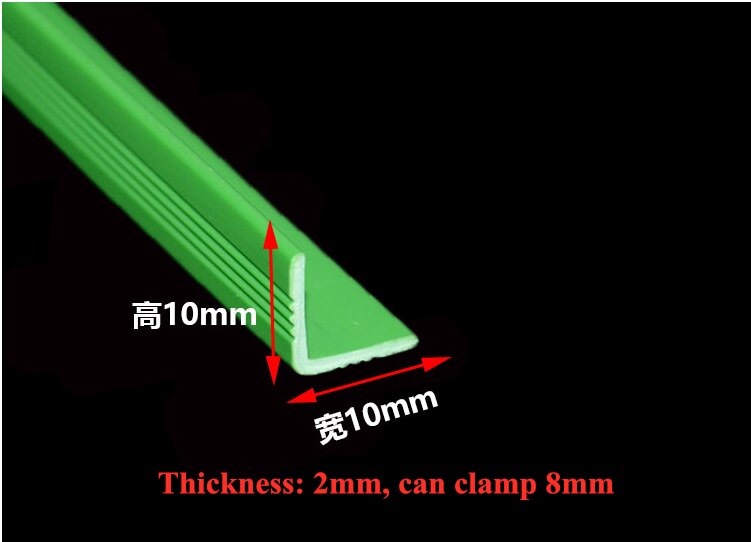Glass Angle Corner Protector, Anti-collision Gasket,,Silicone Sealing Bar, 16mm x 16mm, 12mm x 12mm x 2mm, 2m, Transparent: Green 10x10mm