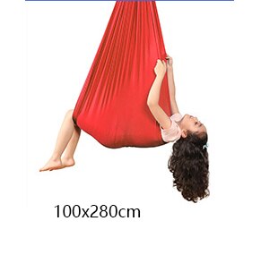 Kinder erwachsene Baumwolle Outdoor Indoor Schaukel Hängematte für Cuddle Up Zu Sensorischen Kind Therapie Weiche Elastische Paket Stetige Sitz Schaukel: red 100