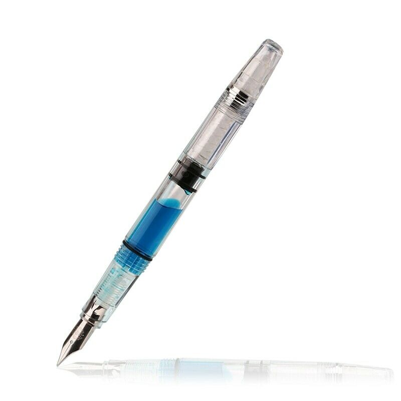 Pióro wieczne Penbbs 494 przezroczysty tłok pióro wieczne demonstrator pióra atramentowe 0.38/0.5mm stalówka szkolne materiały biurowe