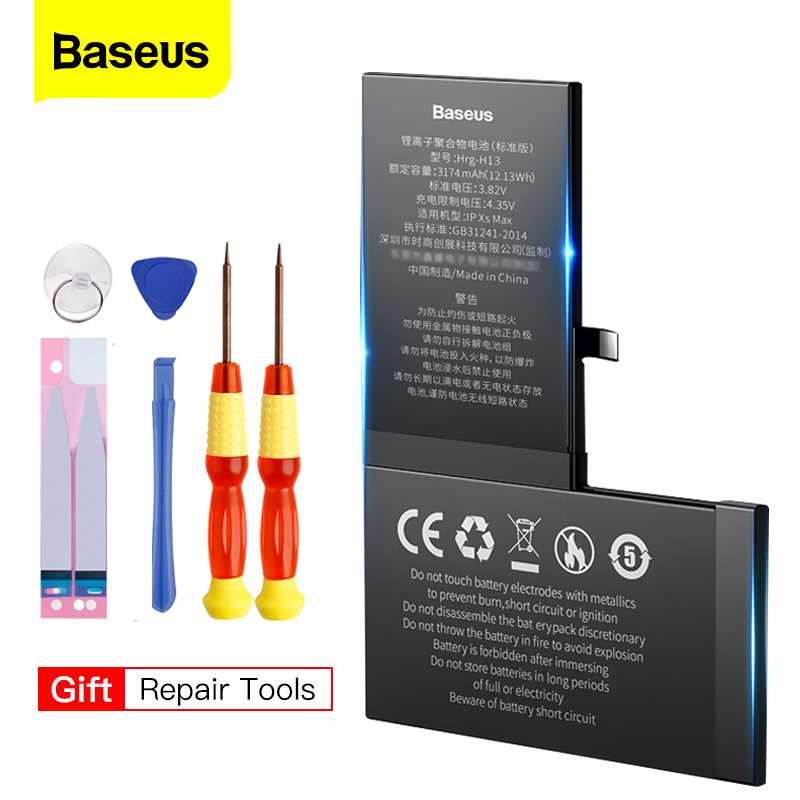 Baseus-batería Original de alta capacidad para iPhone XS Max, XR, X, herramientas de repuesto