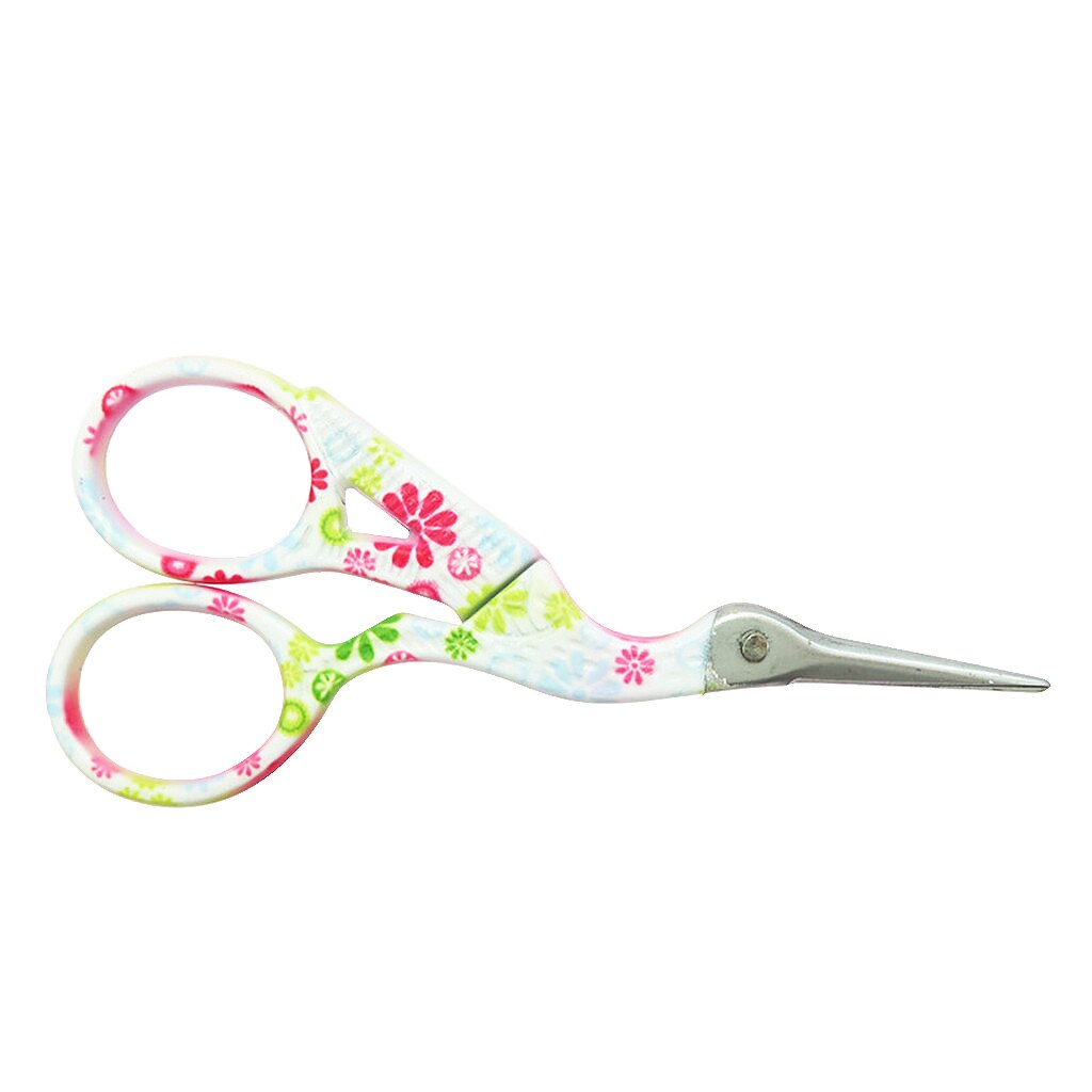 Small Floral Stainless Steel Art Retro Scissors Stork Crane Bird Scissors