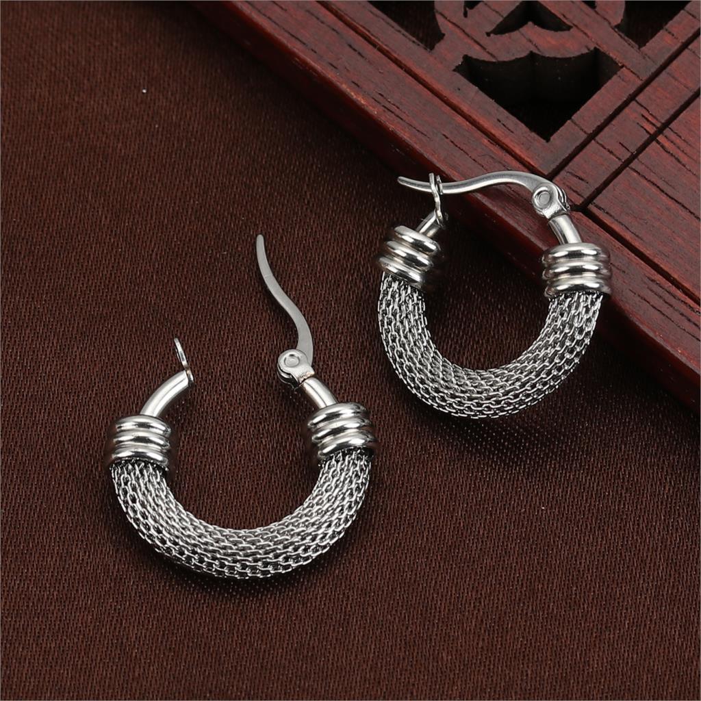 Doreen Box 304 Edelstahl Hoop Ohrringe Silber Farbe Runde Ohrringe Schmuck Post/Draht Größe: (18 gauge), 1 Paar