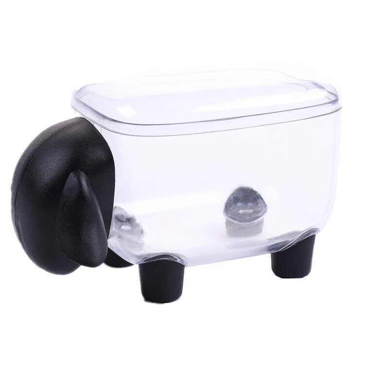 1 ud. Mini recipiente de almacenaje de bastoncillos de plástico con de oveja bonita, organizador de escritorio a prueba de polvo para el hogar, caja de almacenamiento de algodón para cosméticos