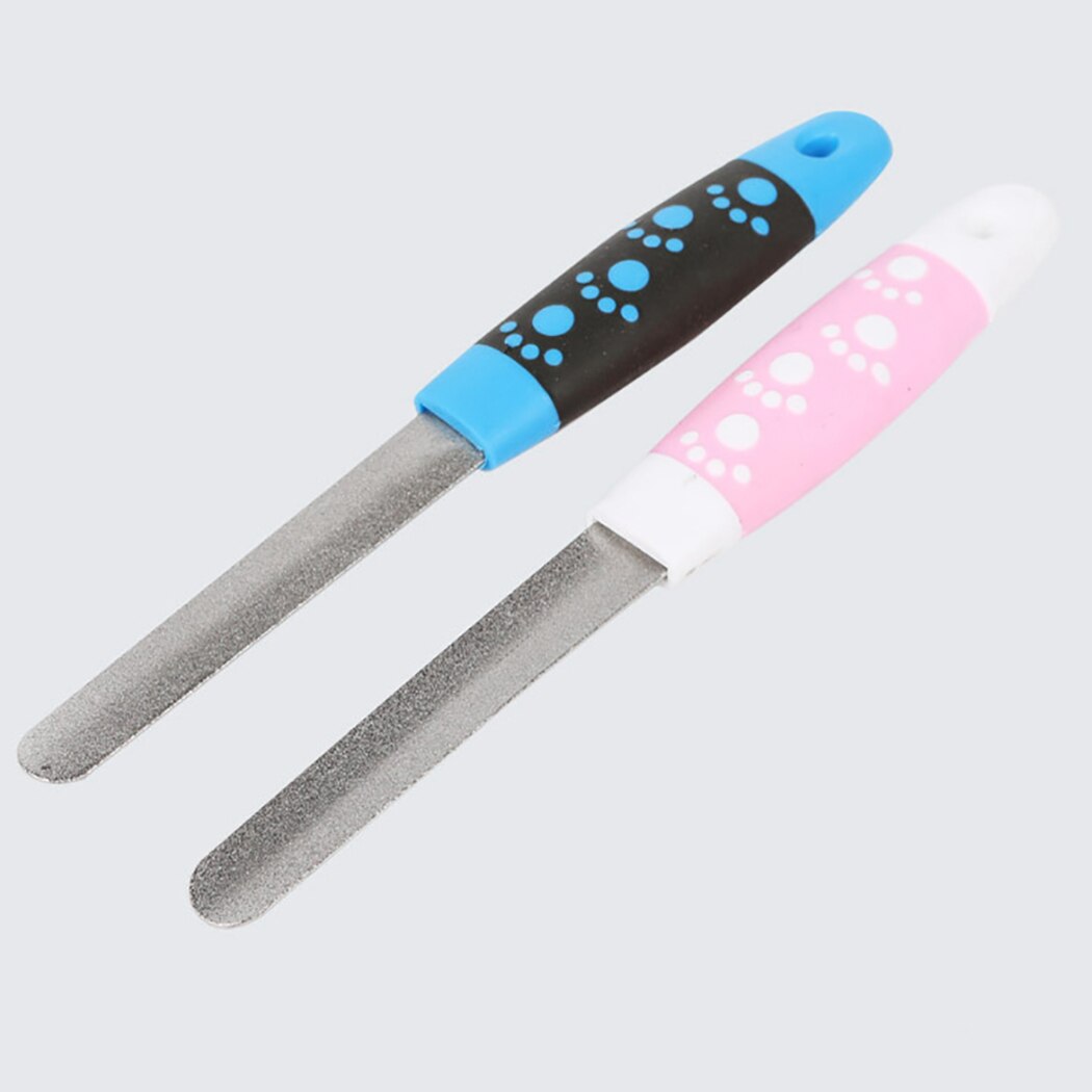 1PCS Pet Nail File Silicone Handle Stainless Steel Fingernail File Cat File for Dogs Cat Nail File Claw Cutters Cut The Nails