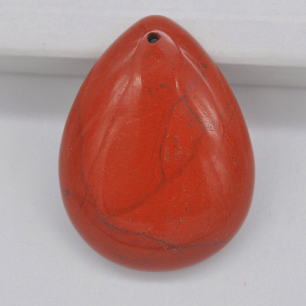 Natural 40x30MM Mixed Stone Bead Teardrop CAB Cabochon Hole Jewelry For GEM Pendant 1PCS H149-H166: Red Jasper