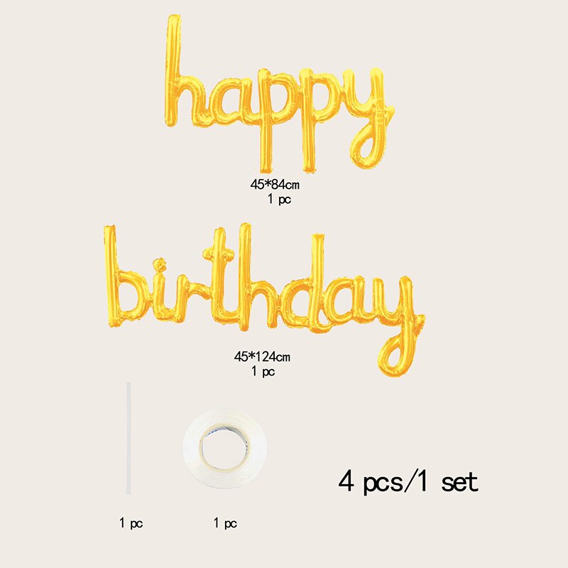 Happy Birthday Foil Balloons Globos Script Letter Birthday Party Decorations Kids: Gold