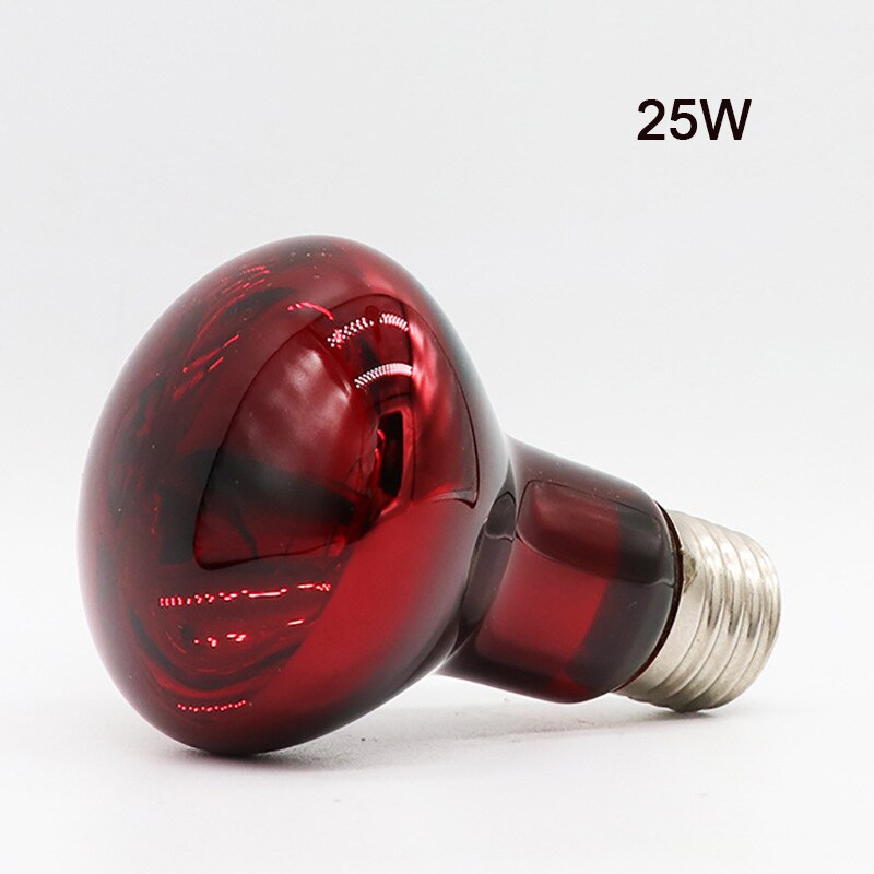 Lámpara calefactora para reptiles, luz roja cálida de noche, aislamiento térmico para lagartos, tortugas, iluminación de animales: Red-25W