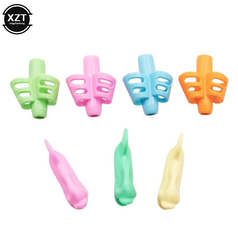 Porte-stylo à deux doigts Silicone bébé apprentissage outil d'écriture dispositif de Correction ensemble de crayons papeterie crayon tenant élémentaire: 7pcs