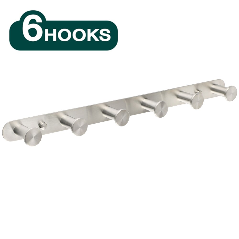 Gancho para colgar en la pared del baño, Perchero de acero inoxidable 304, accesorios de baño negros, 3-6 ganchos: silvery 6