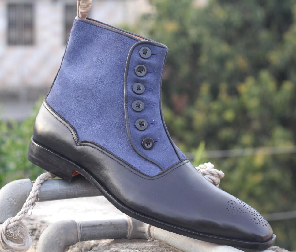 Mænd pu læder knap støvler mandlige afslappet klassisk trendy lav hæl chelsea støvler zapatos de hombre  tv561