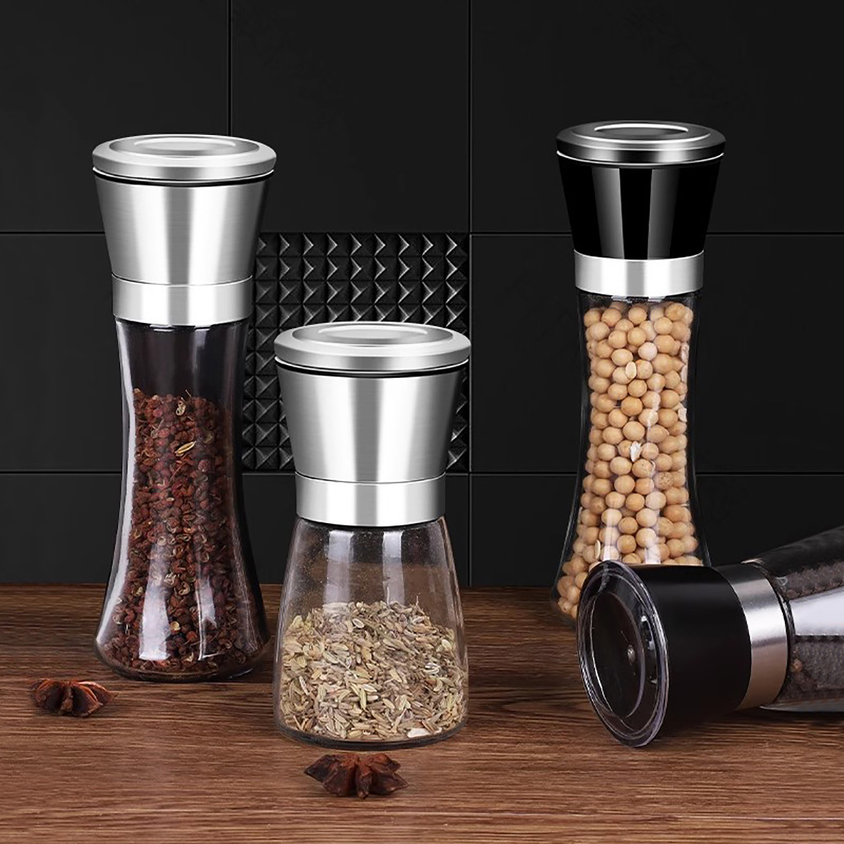 Botella de molienda Manual para condimentos de cocina, juego de sal y pimienta, molinillo de pimienta, molinillo mezclador de especias, molinillo grueso y fino