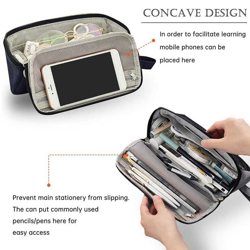 ANGOO Pencil Case Big Capacity Pencil Cases Canvas Pencil Holder with Zipper Stationery Pouch for Students School Supplies