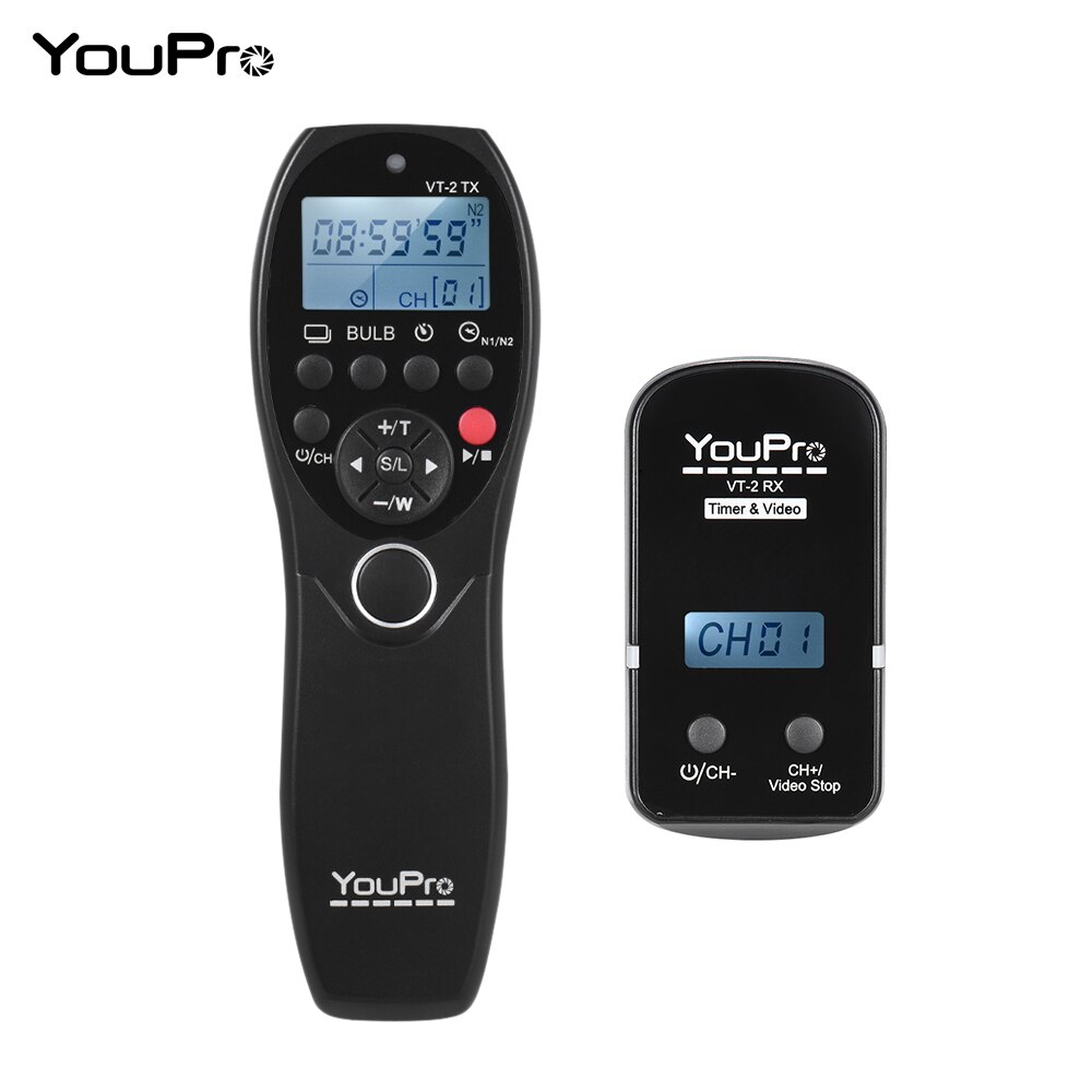 YouPro VT-2 LCD Timer Ontspanknop Video Zender Ontvanger voor Sony 'S Camcorders Draadloze Afstandsbediening Commander