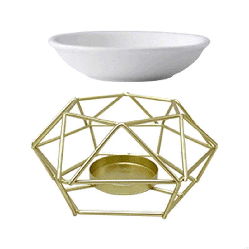 E74E Noordse geometrische kaarsenhouder Smeedijzeren kandelaar met wierookgerecht voor thuisbasis Verjaardagsfeestje Desktop: WHITE