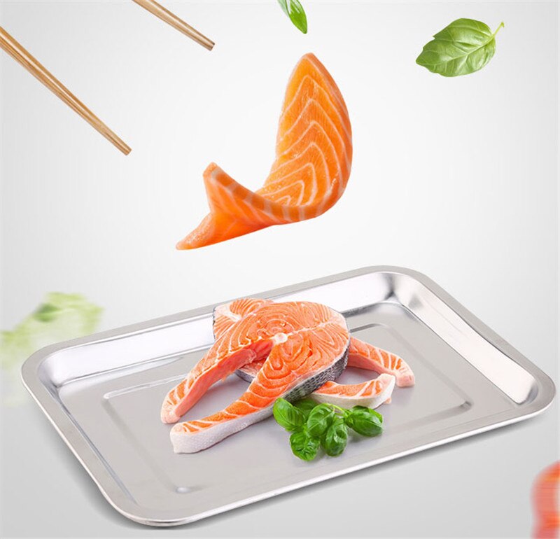 Stainless steel Storage Trays square plate thickening pans Rectangular tray Barbecue Deep rice dishes bbq kitchen accessories
