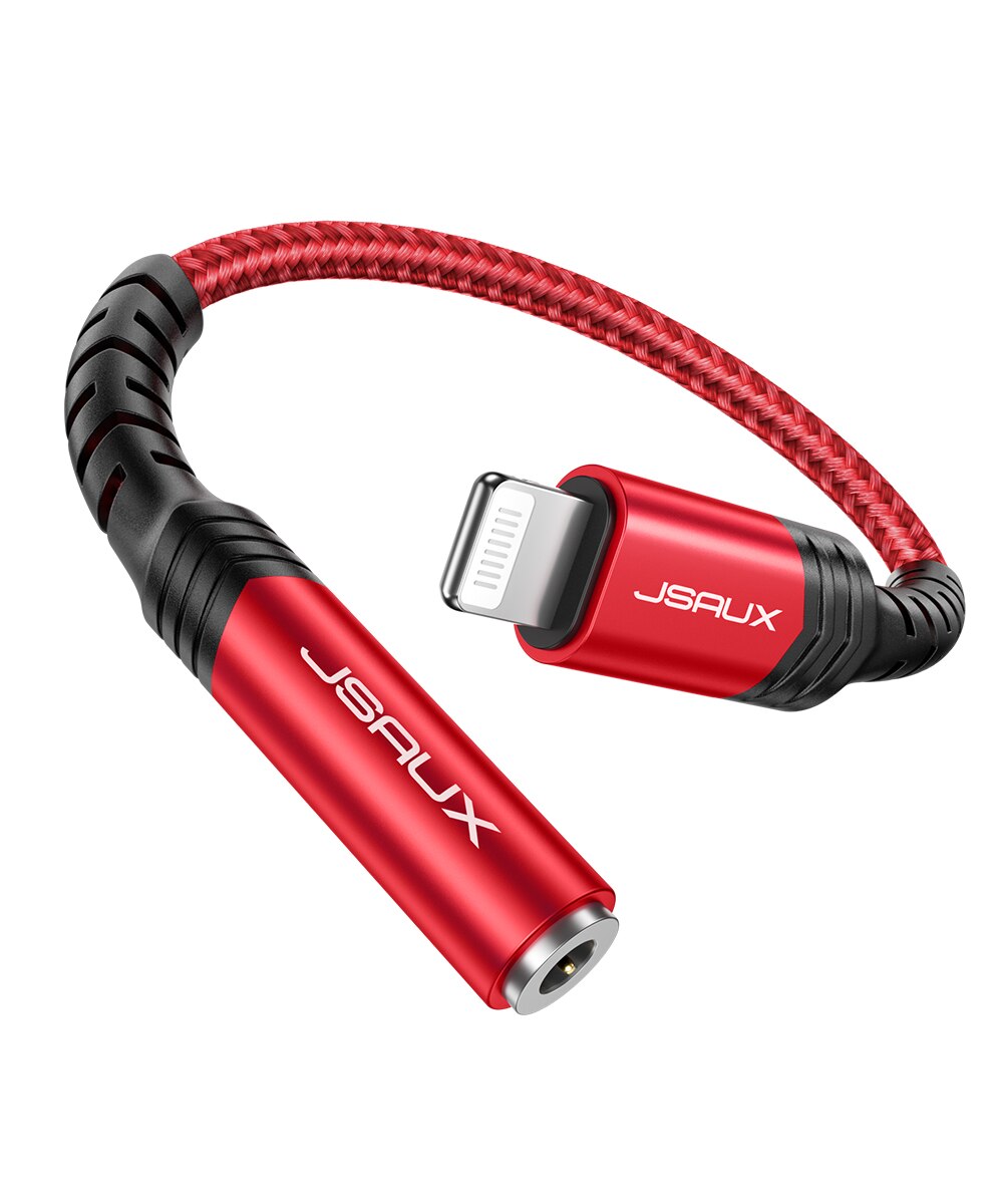 Jsaux Iphone Adapter Mfi Lightning Naar 3.5Mm Hoofdtelefoon Adapter Voor Iphone 11 Pro 8 7 Aux 3.5Mm Jack kabel Voor Telefoon Accessoires: Red