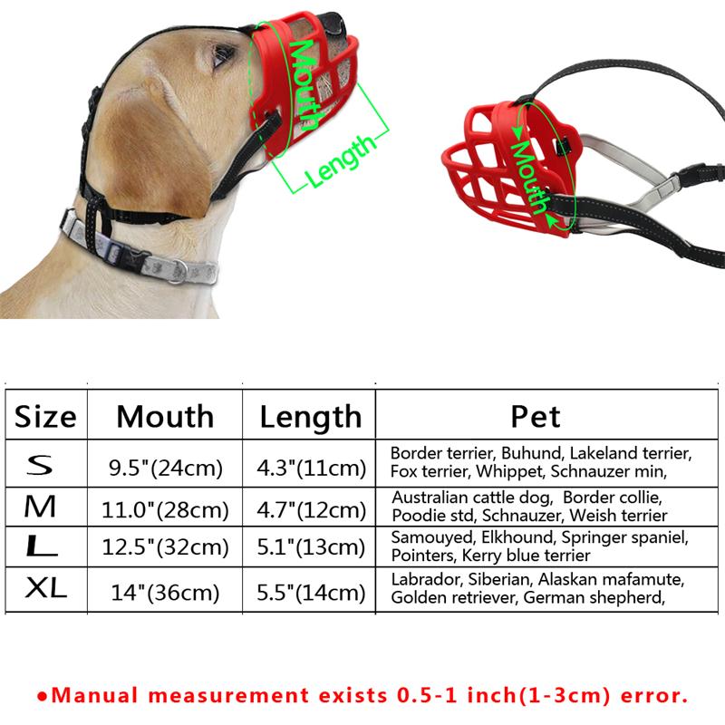 4 størrelser silikone hundesnude justerbar kurv bløde stropper gummi kæledyr anti-bid snude til mellemstore hunde p rød / sort