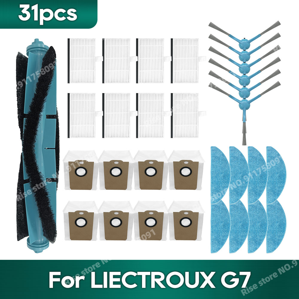 Accesorios compatibles con LIECTROUX G7, filtro Hepa, bolsa de polvo, piezas de repuesto, paño para mopa: Chocolate
