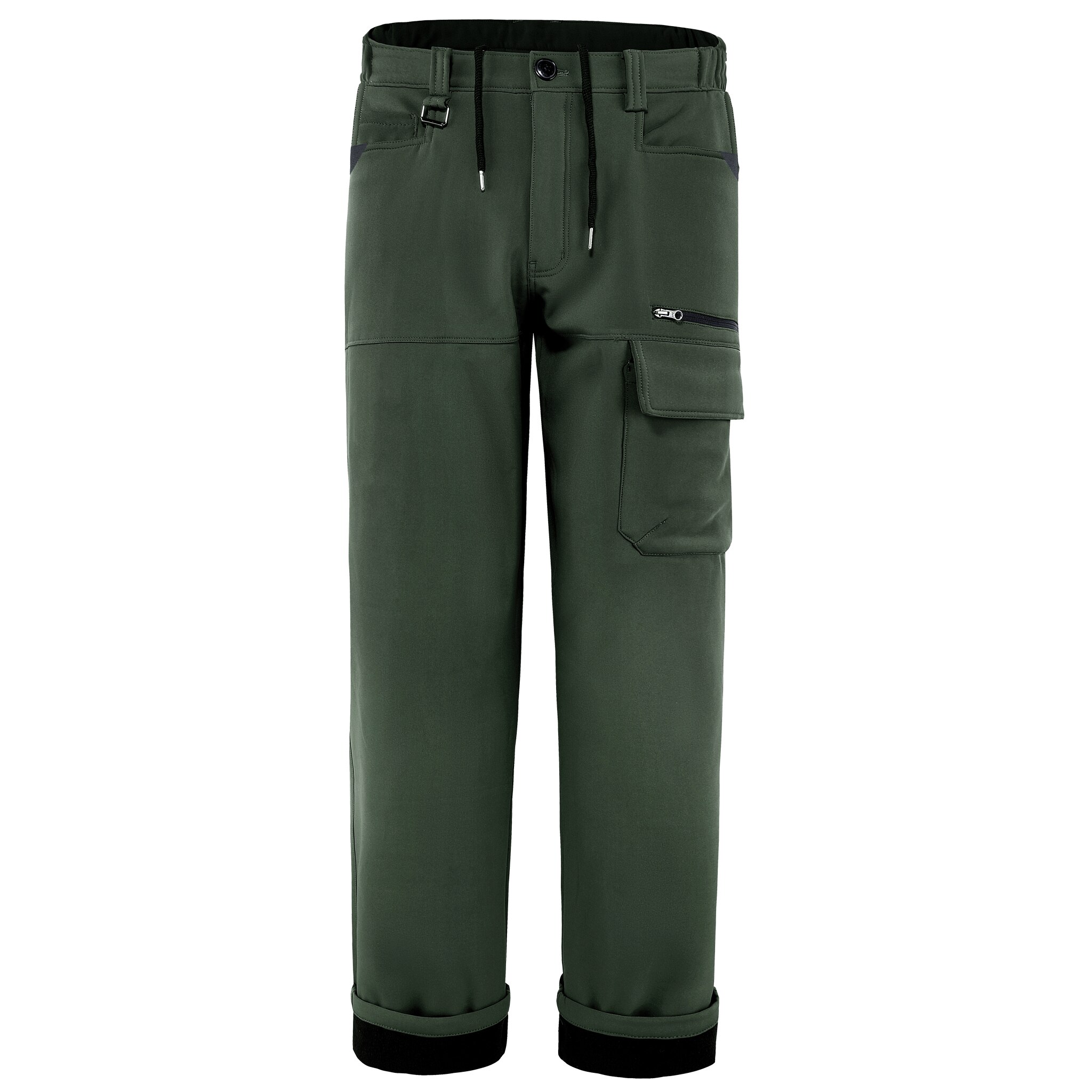 Mountainskin Men Winter Hiking Fleece Loose Pants Windproof Outdoor Camping Skiing Trekking Sport Breathable Warm Trousers VA870: Men Army Green / Asian Size 2XL
