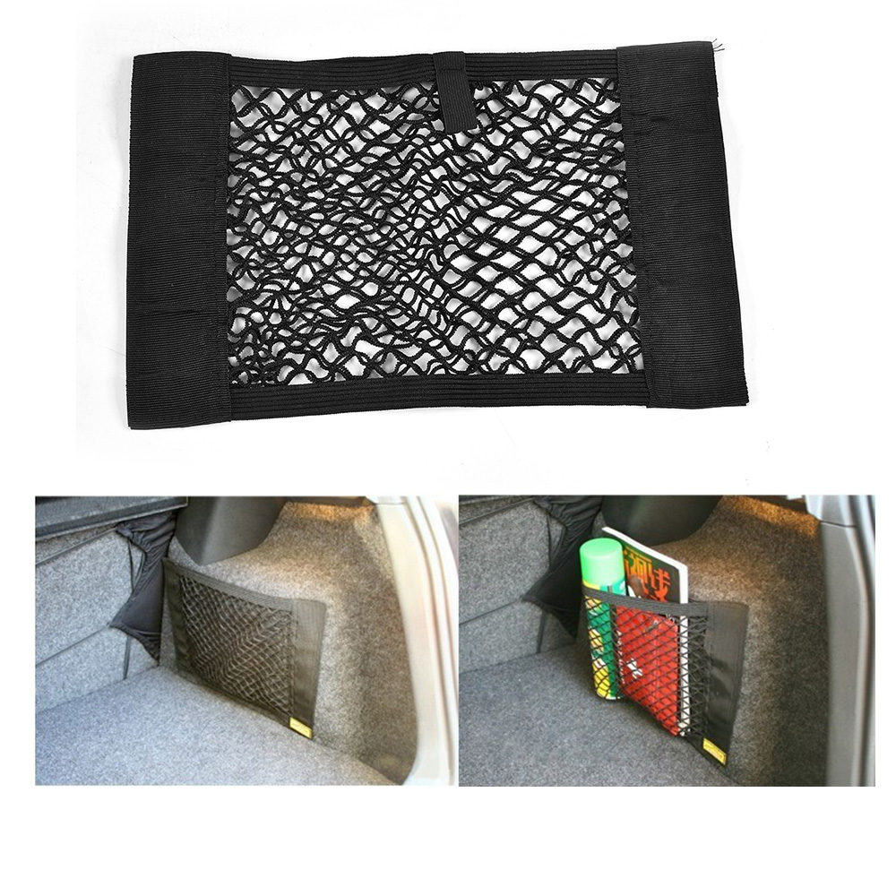 Bilboks opbevaringspose mesh netpose bil styling bagageholder lommemærkat bagagerum organisator netto bil tilbehør bildele
