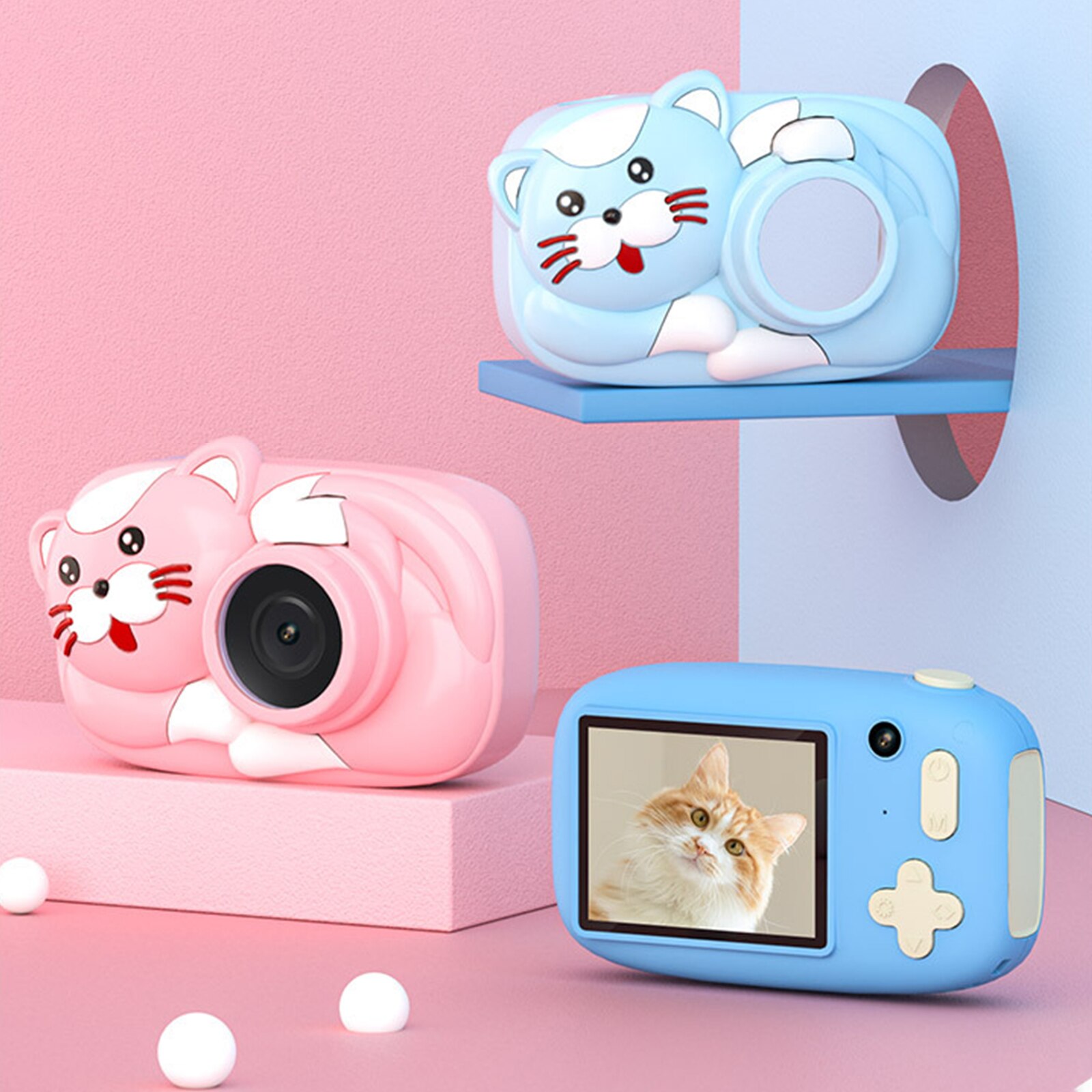 Christmas Children 2600W HD Digital Camera Cute Cartoon Bear Shape 2.4 Inches IPS Screen Mini Camera Toy For Kids