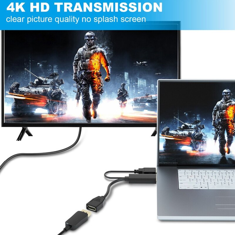 HDMI DisplayPort dönüştürücü adaptör kablosu ile USB güç 4K HDMI DP adaptörü HDMI için donatılmış sistemleri