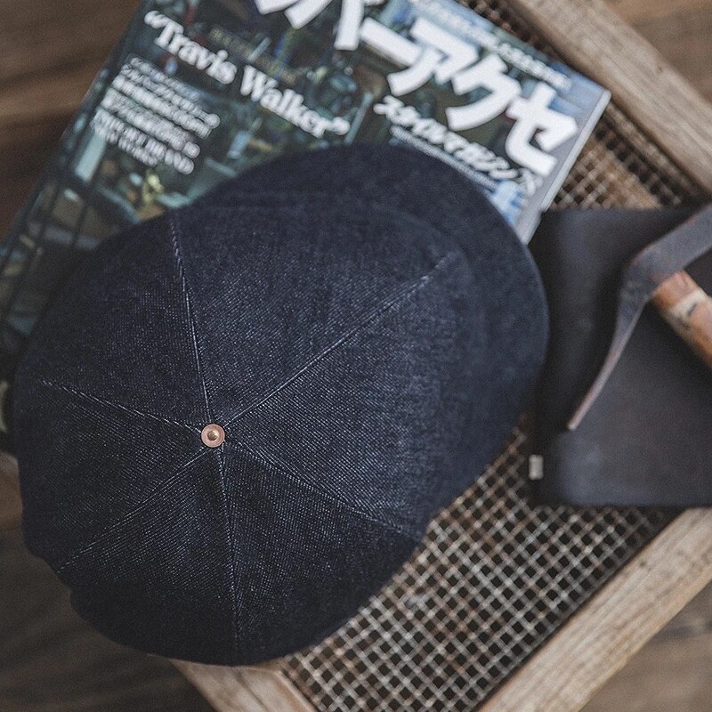 Gorros de tela vaquera de gran tamaño para hombre, gorra plana clásica informal, Vintage, soporte elástico, talla única, Retro