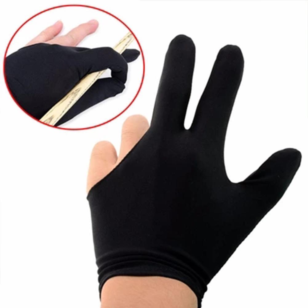 1 par de guantes de taco de billar inglés de tela, accesorios de dedo para piscina, tres manos, derecha, negra, izquierda D3Z2