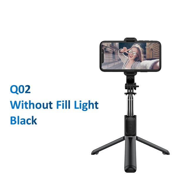 Palo de Selfie con luz Led, anillo de trípode para teléfono móvil iPhone, soporte para celular, Bluetooth, monopié telescópico: Style A Black No LED