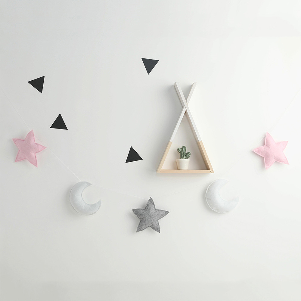 Babykamer Decor Bumper Maan Sterren Fotografie Props Vilt Baby Wieg Muur Opknoping Babykamer Decoratie Ins Stijl Voor kids: 2
