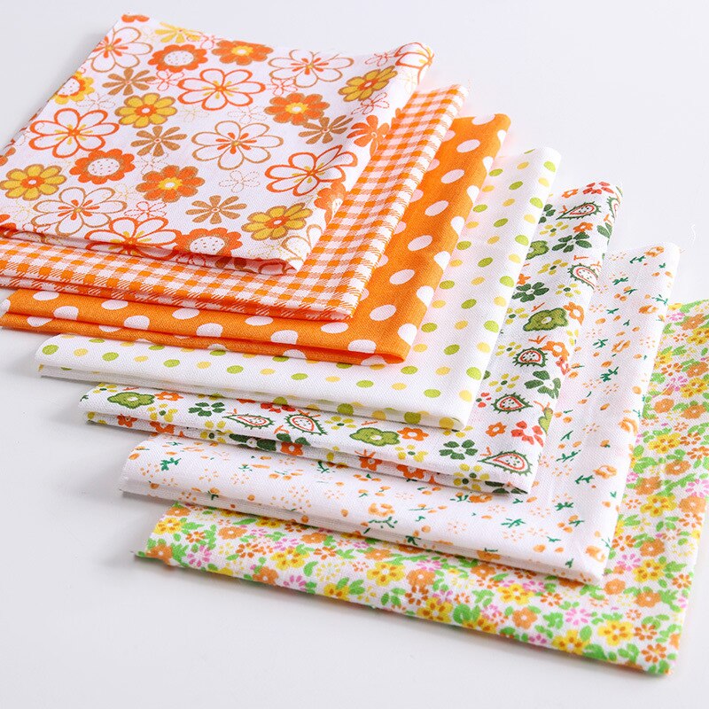 7pcs/set Vintage Floral Patchwork Fabric 100% Cotton Printed Cloth DIY Handmade Accessories for Sewing Dolls Needlework Material: 05
