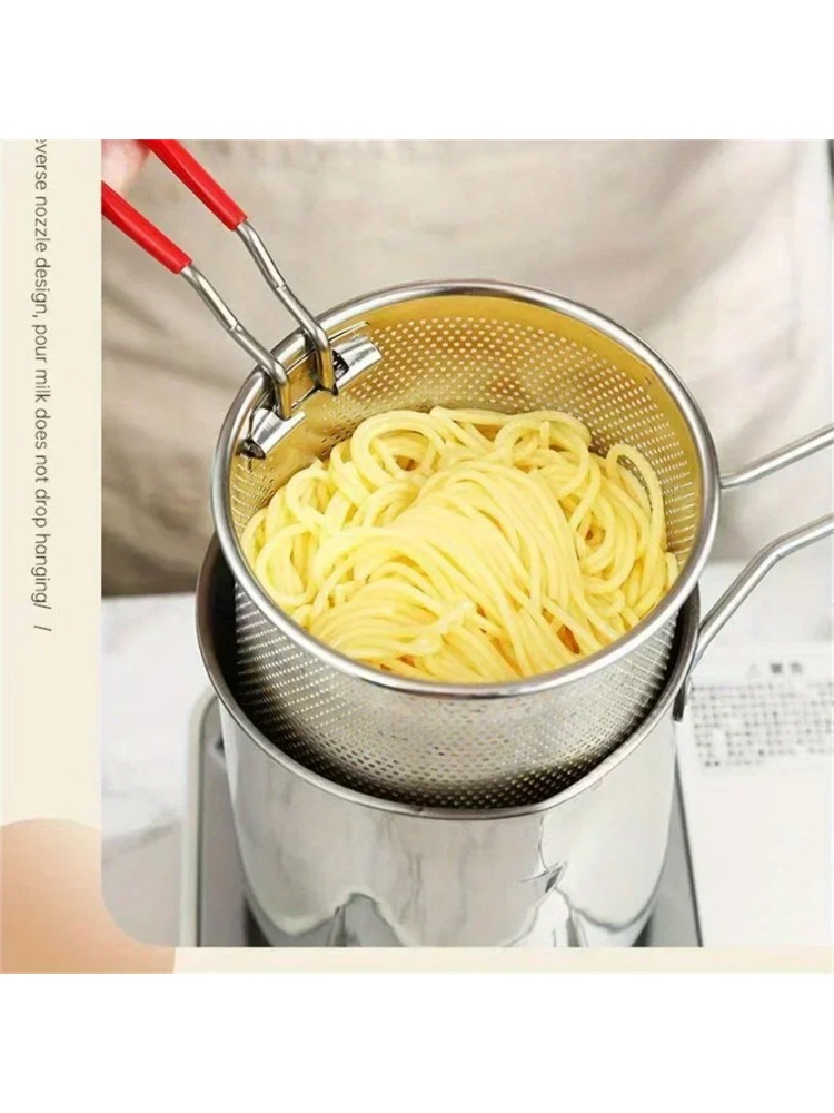 stainless steel fryer with French fries and chicken wings, household small oil pot with filter screen, Tianfu Luo pot