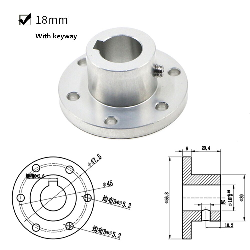Omni wheel Flange Coupling Aluminum alloy diameter 5 6 8 10mm 12 14 15 16 18 mm keyway coupling