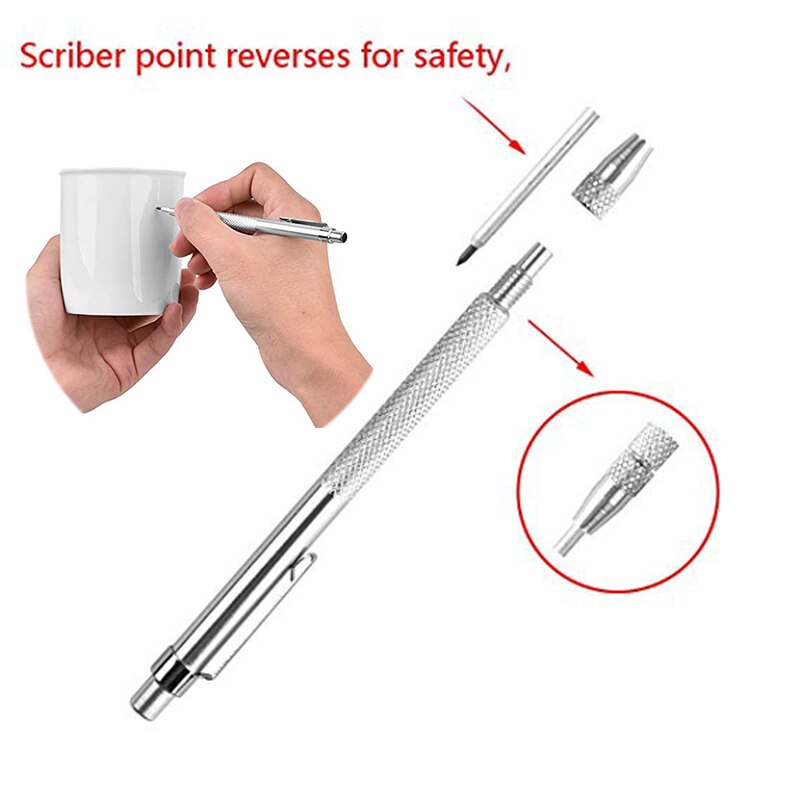 Silver Aluminum Carbide Scriber With Magnet Etching Engraving Pen For Glass
