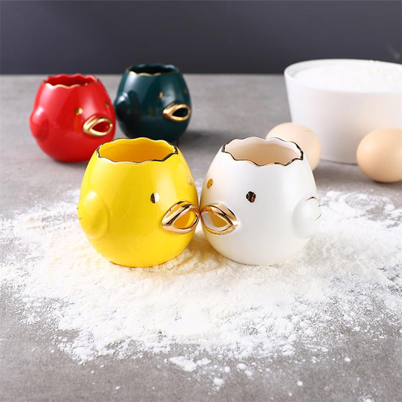 Cartoon Chicken Egg Yolk White Separator Ceramic Chick Shape Yolk Separator Protein Separation Egg Liquid Filter